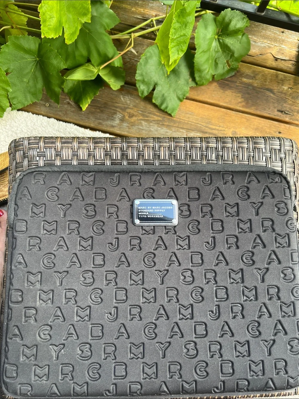 Marc by Marc Jacobs Black Embossed Logo Tech Sleeve